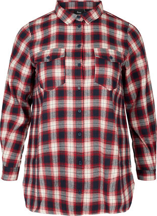 Chemise à carreaux avec poches poitrine, Red checked, Packshot image number 0