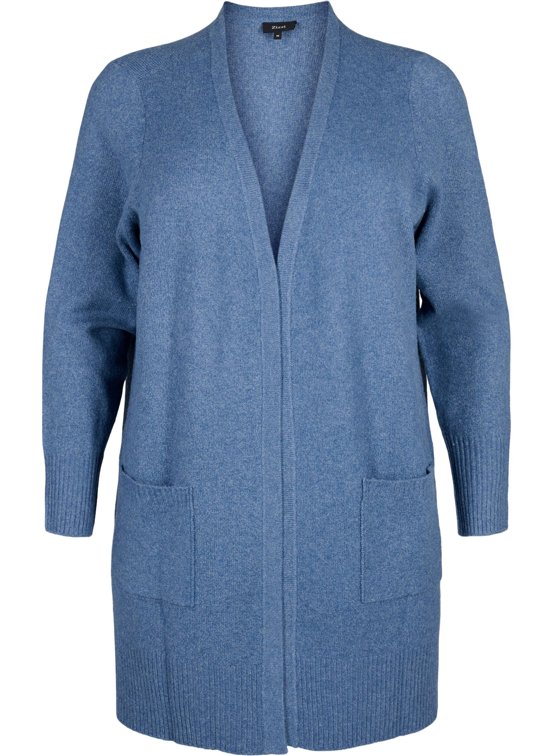 Zizzi Cardigan en tricot c&ocirc;tel&eacute; avec poches, Bleu, Packshot image number 0