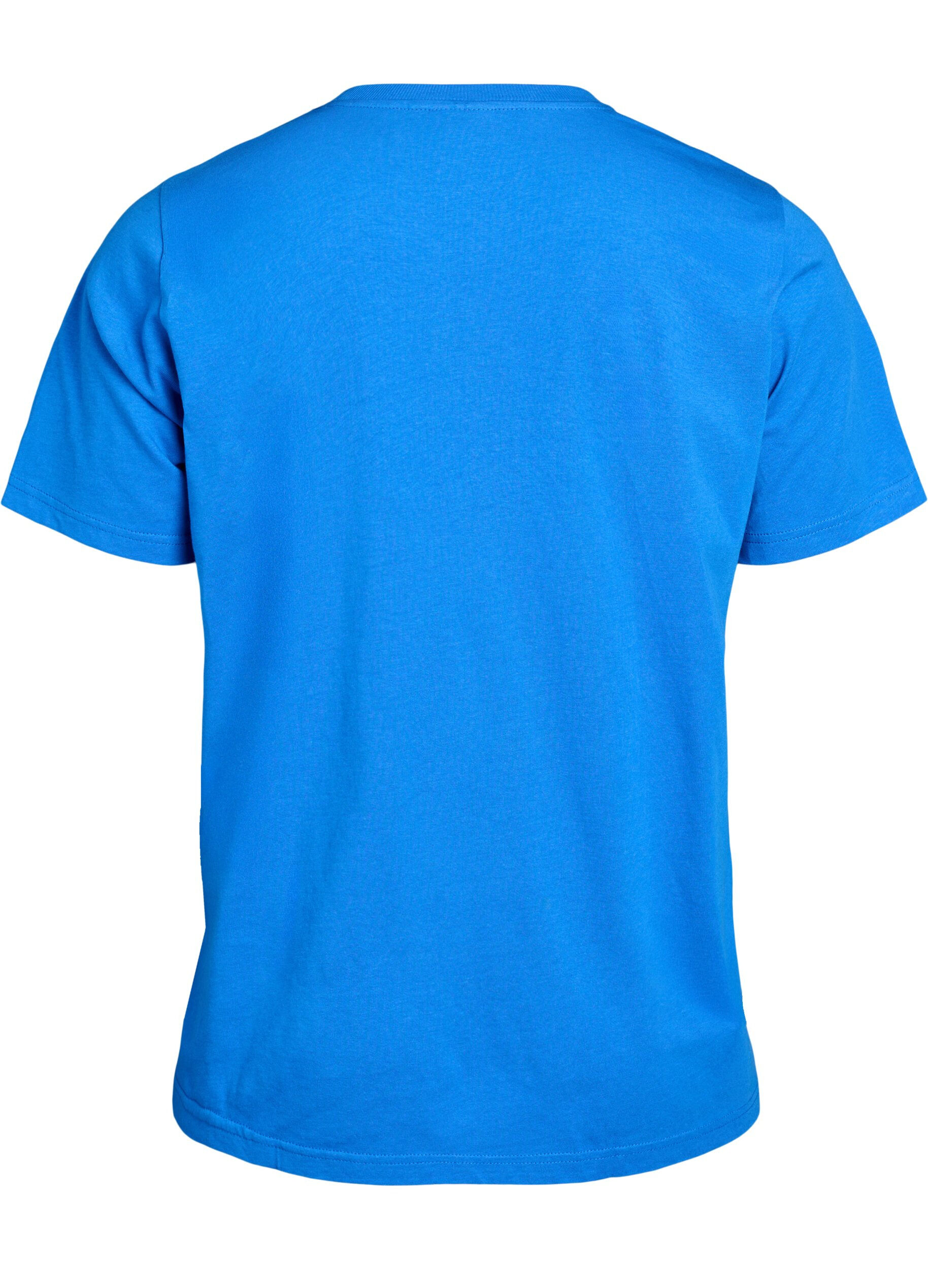 Zizzi T-shirt basique en coton &agrave; col rond, Bleu, Packshot image number 1