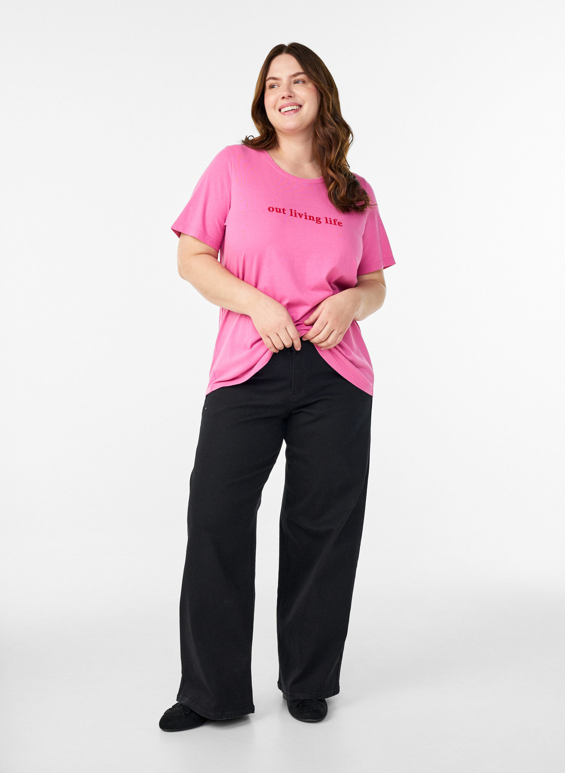 ZizziT-shirt met print, Roze, Model image number 1