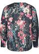 Blouse fleurie &agrave; la texture tiss&eacute;e, Noir, Packshot image number 1
