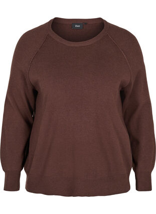 Pull tricotée avec encolure arrondie, Coffee Bean, Packshot image number 0