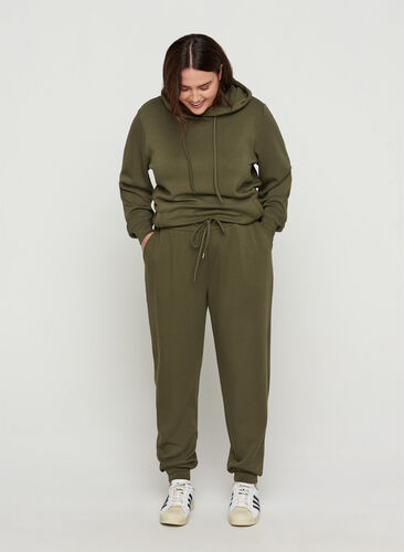 Pantalon de jogging avec poches et cordon de serrage, Ivy Green, Model image number 0