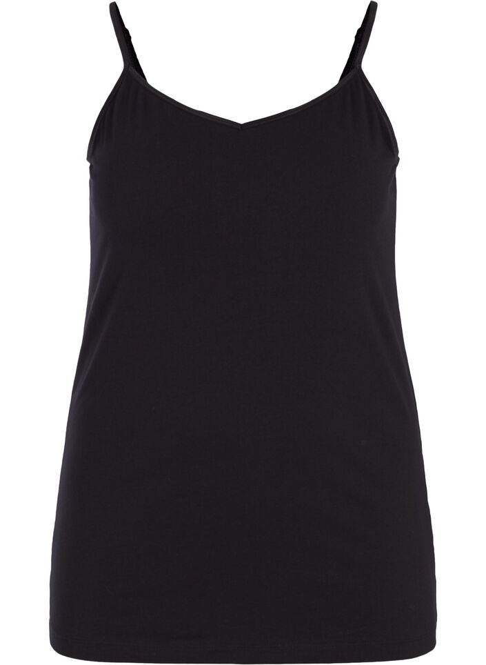 Basic top met dunne bandjes, Black, Packshot image number 0