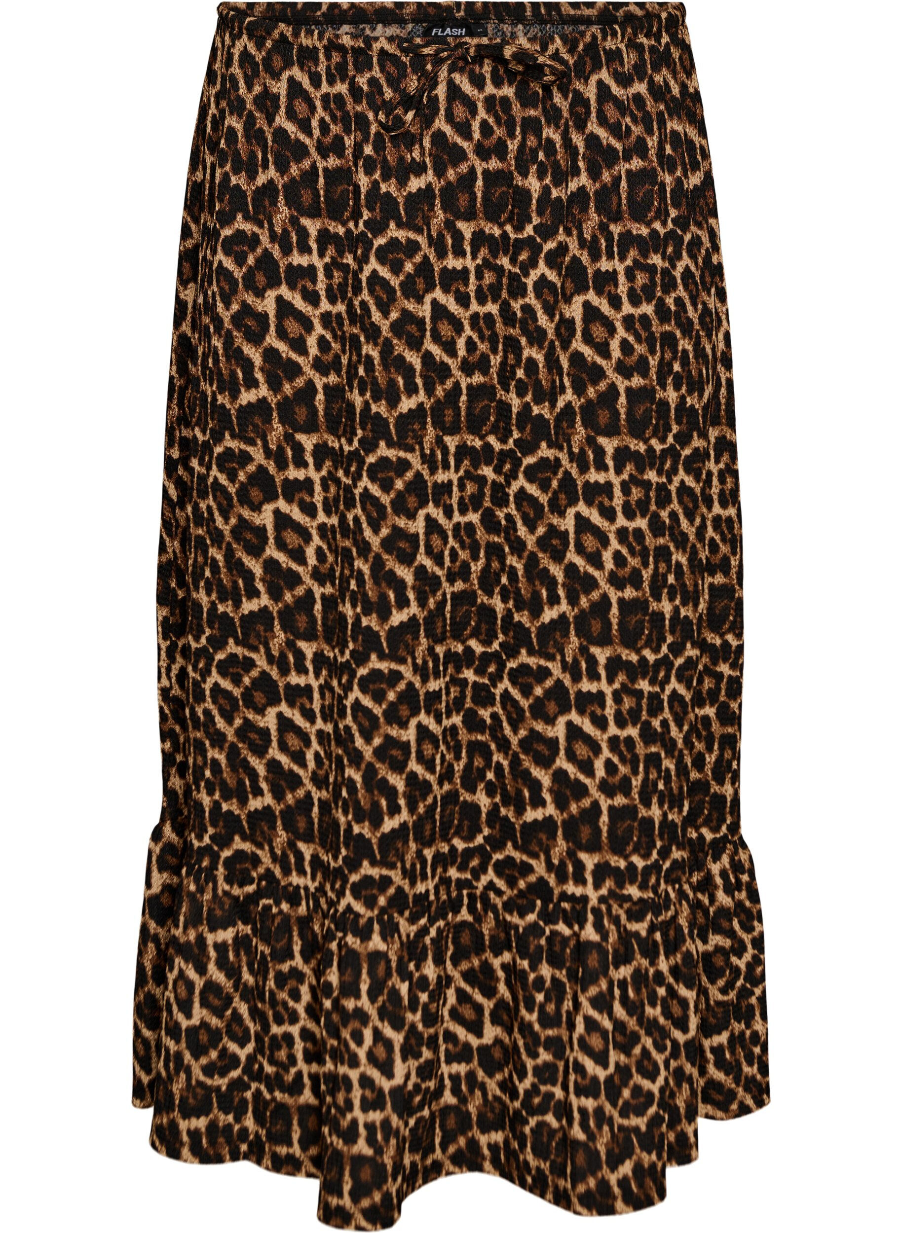 Zizzi Jupe longue avec ceinture &agrave; nouer et ourlet &agrave; volants, Noir, Packshot image number 0