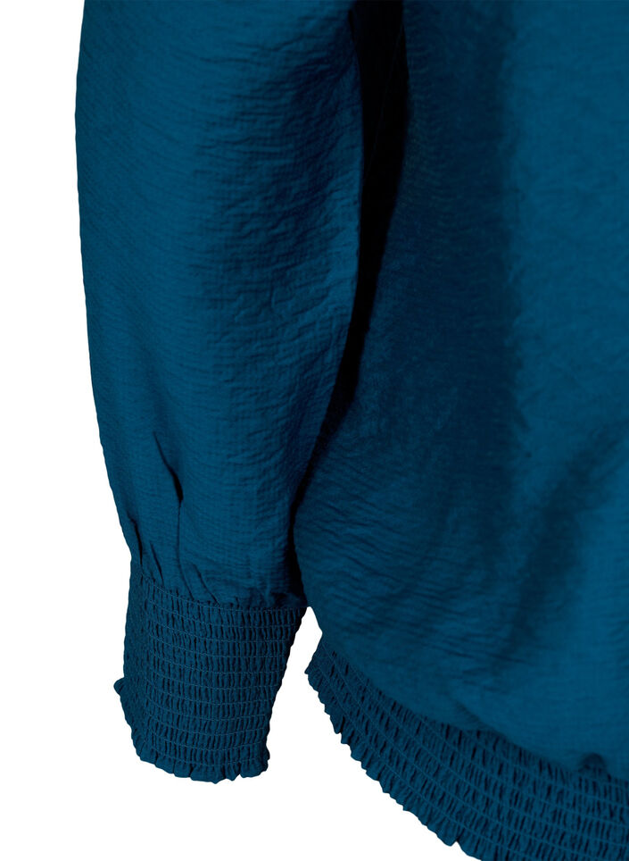 Viscose blouse met smokwerk, Reflecting Pond, Packshot image number 3