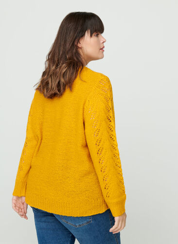 Gebreide blouse met vrouwelijk patroon, Mineral Yellow, Model image number 1