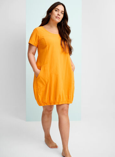 Katoenen jurk met korte mouwen, Orange Tiger, Image image number 0