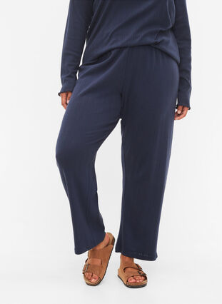 Pyjama broek in katoen met motief, Navy Blazer, Model image number 2
