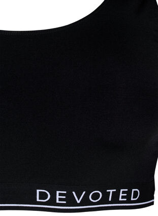 Soutien-gorge en tissu côtelé avec texte imprimé, Black, Packshot image number 2