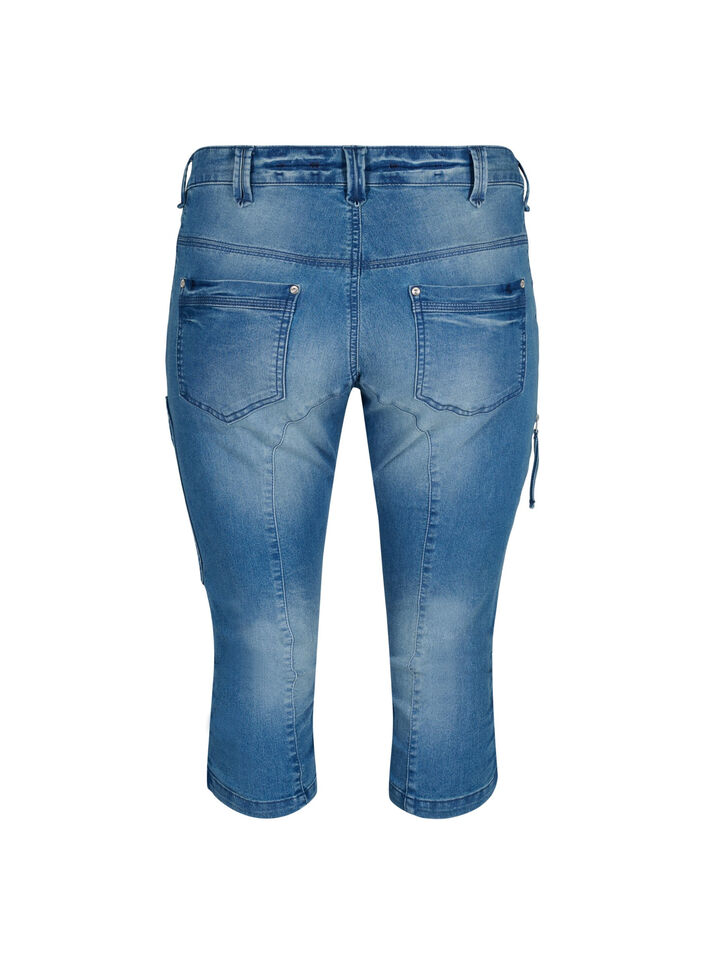 Slim fit capri jeans met zakken, Blauw, Packshot image number 1
