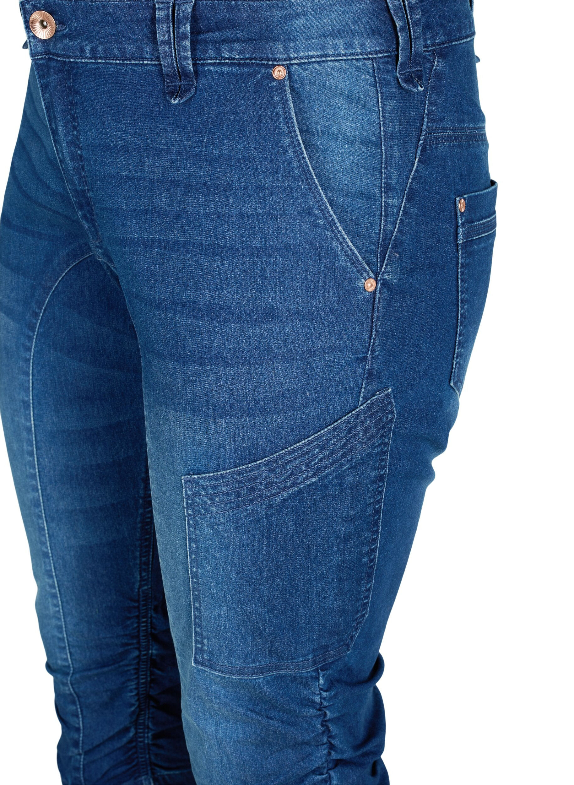 Zizzi Pantacourt jean slim avec poches, Bleu, Packshot image number 2