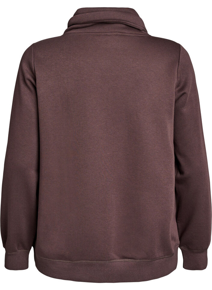 Sweat &agrave; col montant et poches, Marron, Packshot image number 1