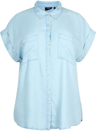 Chemise à manches courtes en lyocell (TENCEL™), Light blue denim, Packshot image number 0