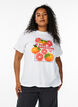 T-shirt en coton biologique avec motif d'agrumes, Blanc, Model image number 0