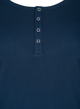 Blouse en coton uni à manches longues, Navy Blazer, Packshot image number 2