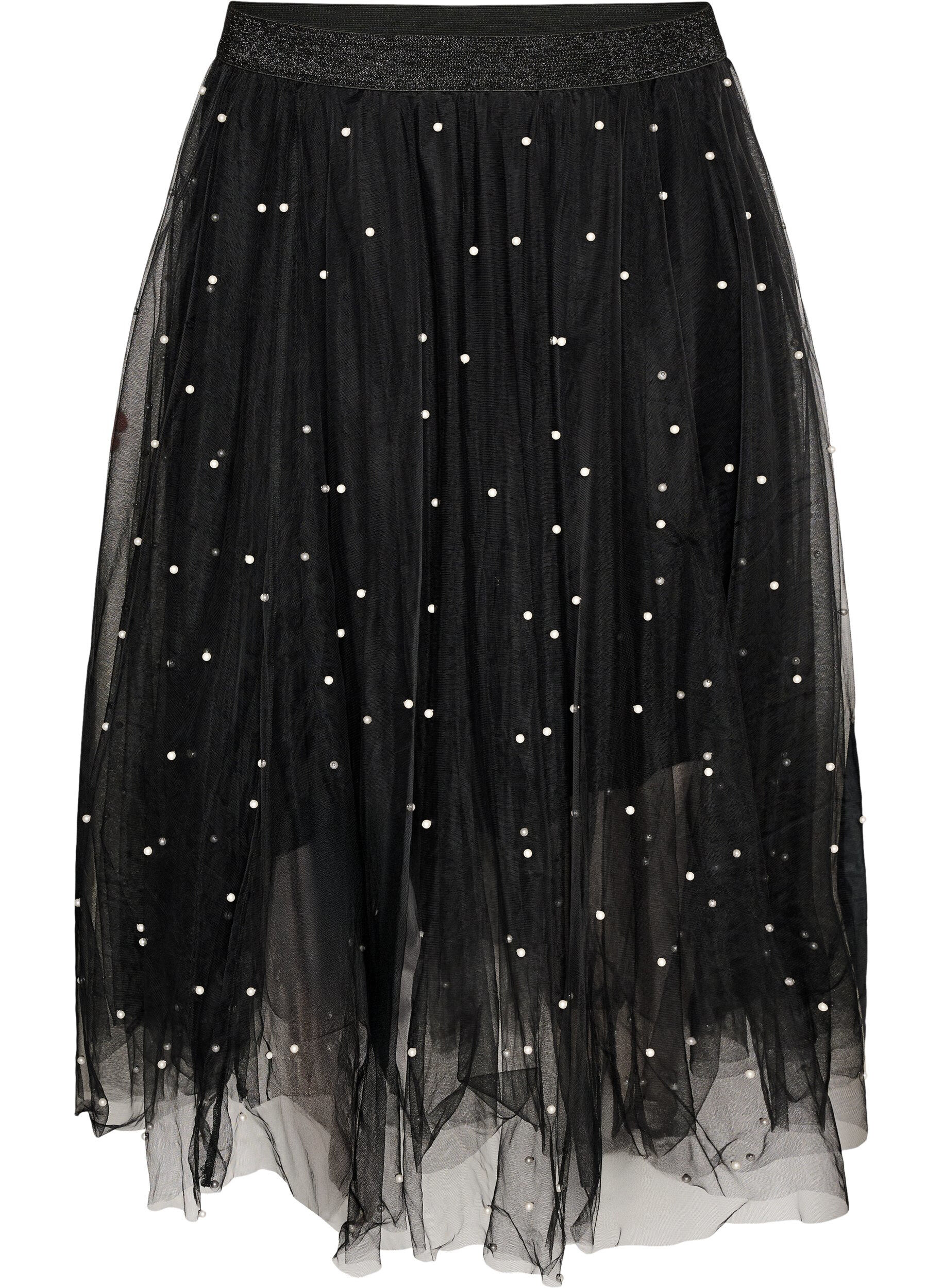 ZizziJupe midi en tulle avec perles, Noir, Packshot image number 0
