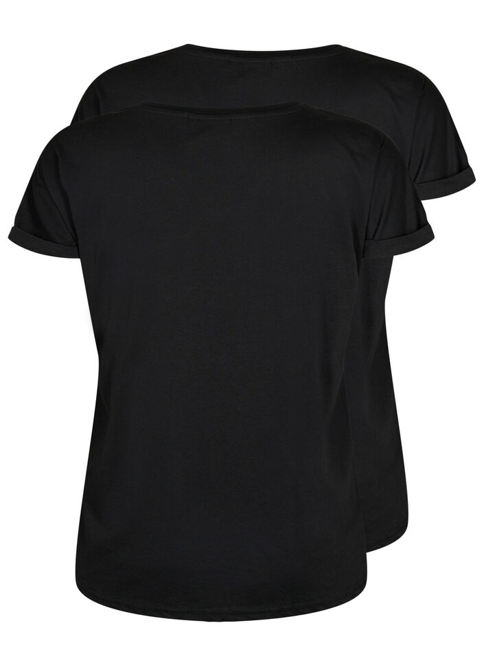 2 packs de t-shirts &agrave; manches courtes, Noir, Packshot image number 1