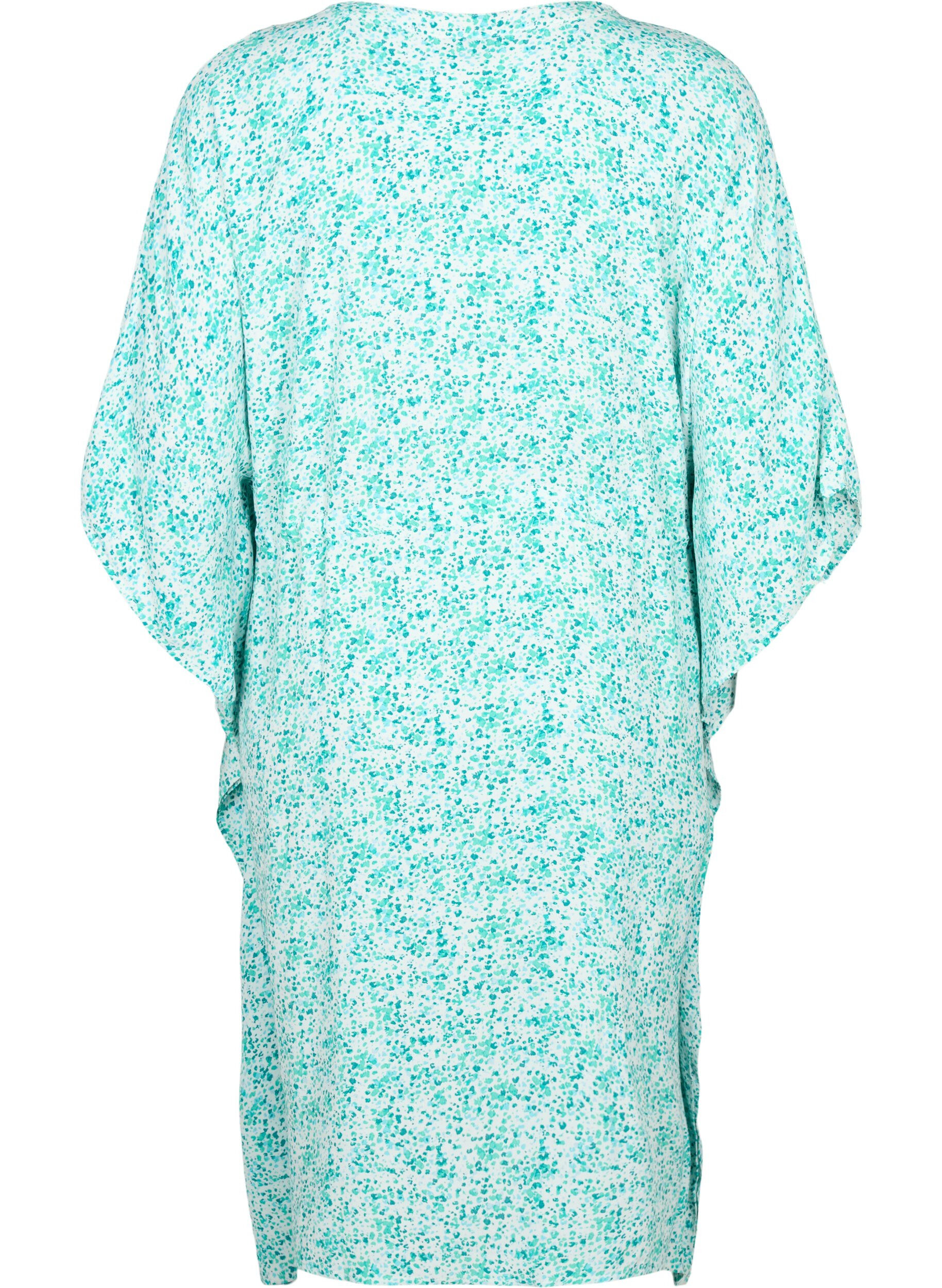 ZizziViscose caftan jurk met print, Green Dot, Packshot image number 1