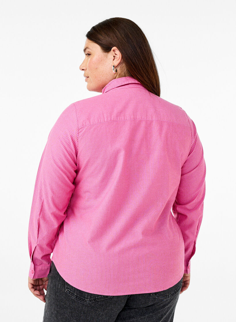 Chemise à manches longues en coton, Rouge, Model image number 2