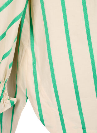 Gestreepte tuniek van katoen met smok en ruches, Beige Green Stripe, Packshot image number 3