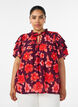 Floral viscose blouse met ruches mouwen, Paars, Model image number 0