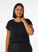 T-shirt met korte mouwen van katoenmix, Zwart, Model image number 0