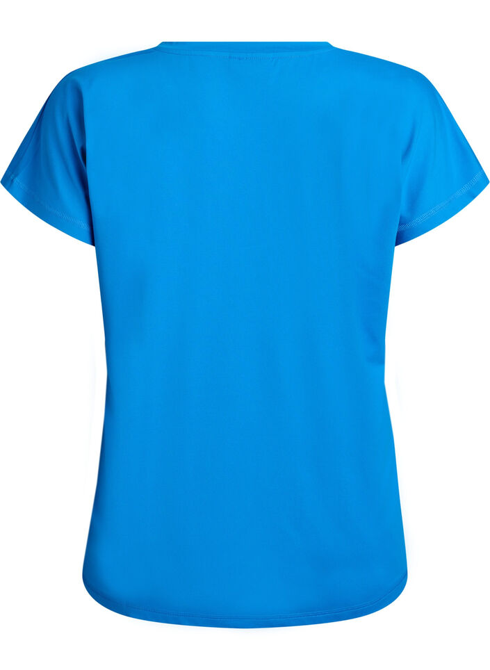T-shirt ample de sport &agrave; col en V, Bleu, Packshot image number 1