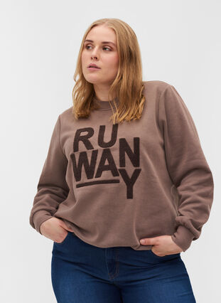 Sweatshirt met lange mouwen en print, Iron, Model image number 0