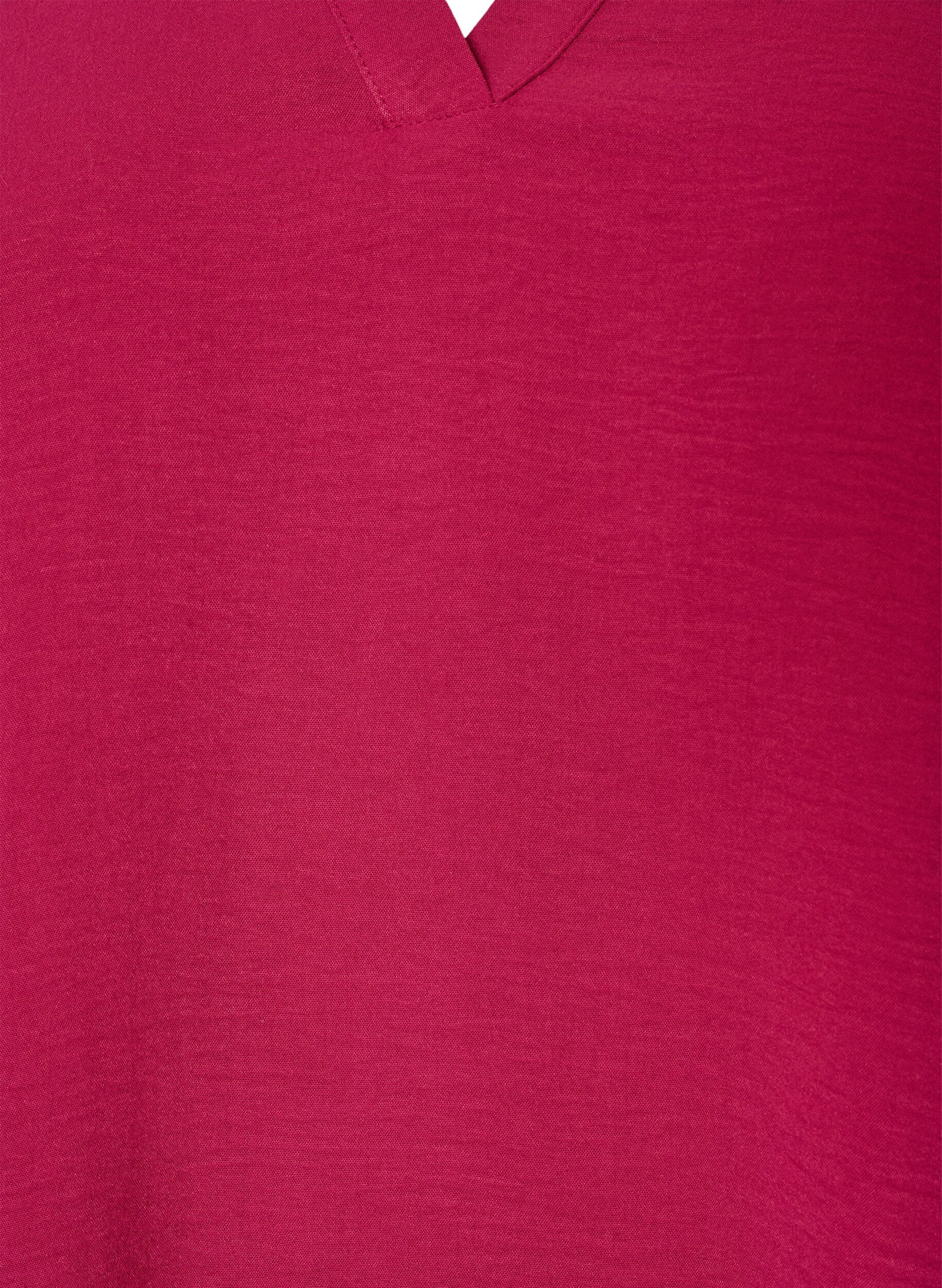 ZizziBlouse met smockmanchetten en V-hals, Rood, Packshot image number 2