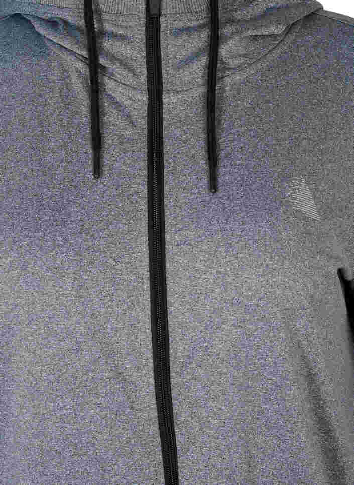 Cardigan de sport long avec capuche et poche, Grey Melange, Packshot image number 2