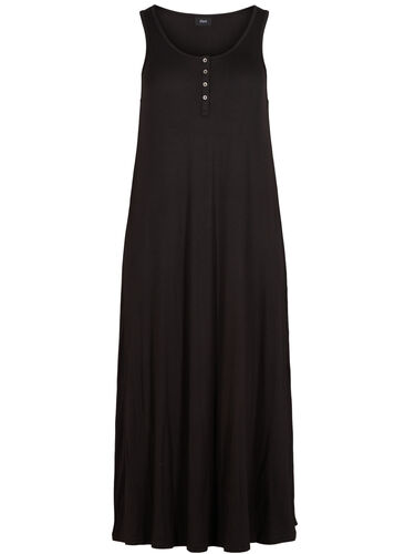 Gestreepte midi-jurk in viscose, Black Solid, Packshot image number 0