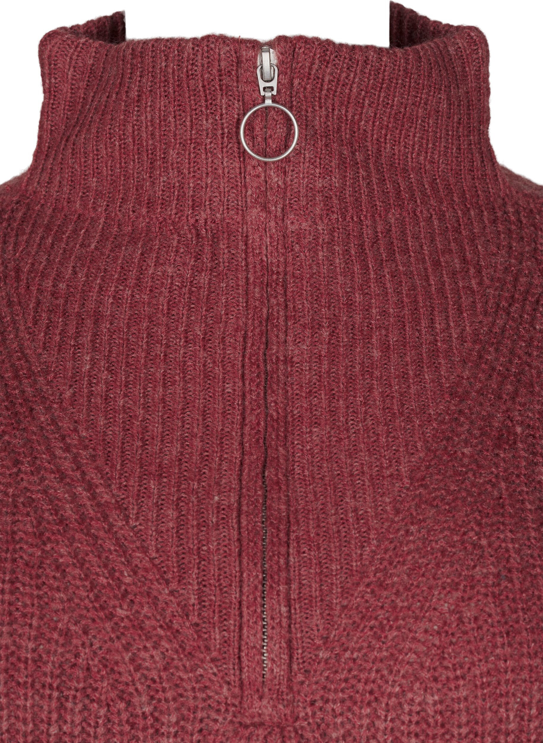 ZizziPull en tricot avec col haut et fermeture &eacute;clair, Bordeaux, Packshot image number 2