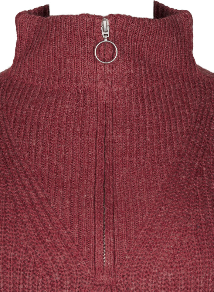 Pull en tricot avec col haut et fermeture &eacute;clair, Bordeaux, Packshot image number 2