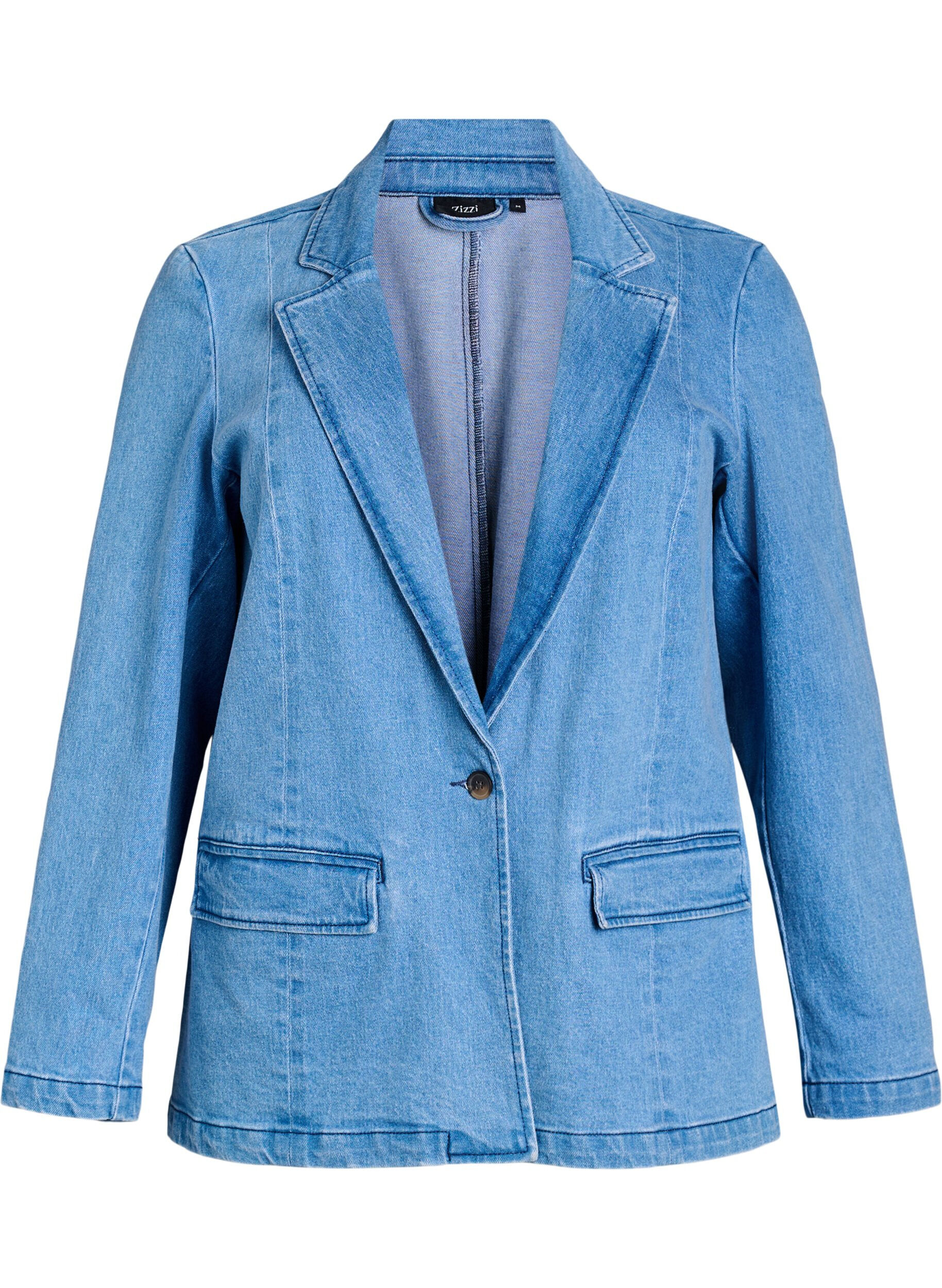 Denim blazer met zakken