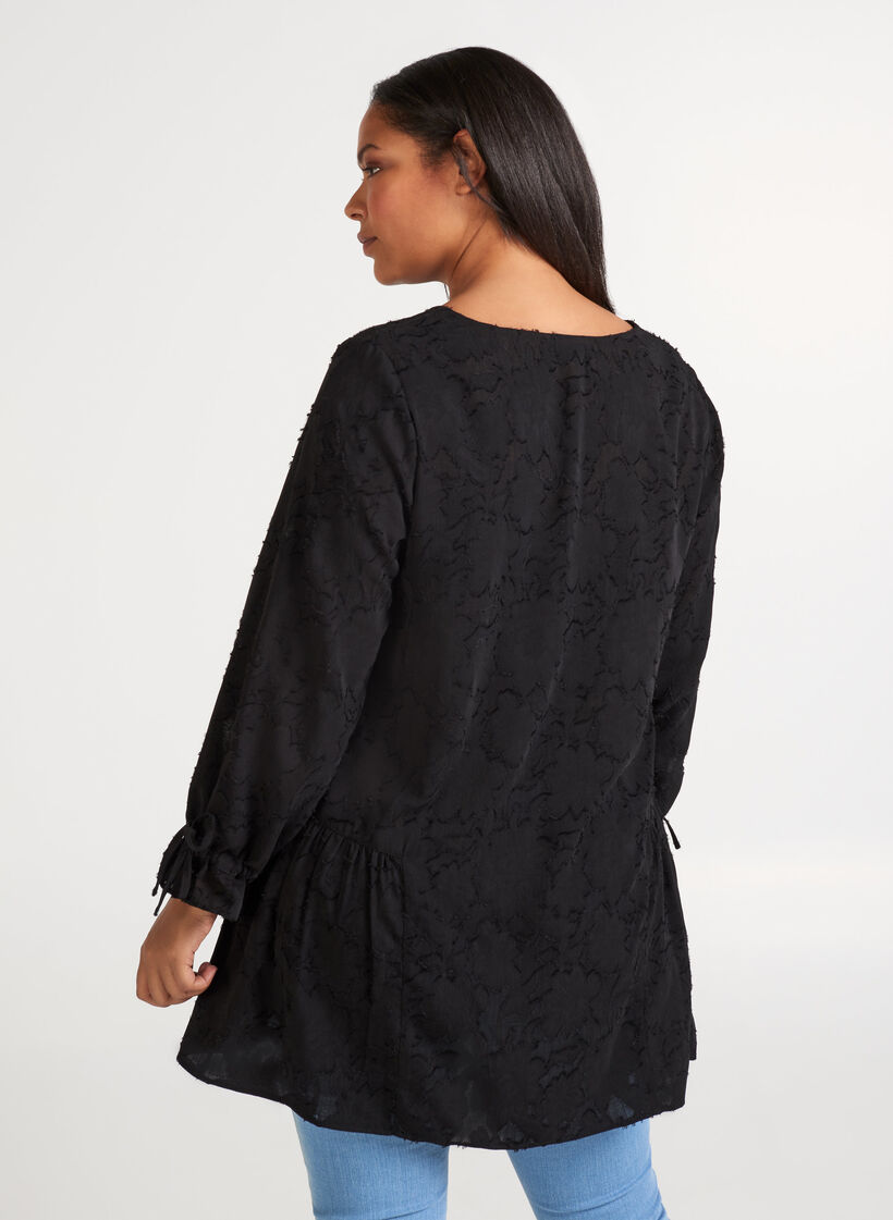 Losse tuniek met v-hals, Black, Model image number 1