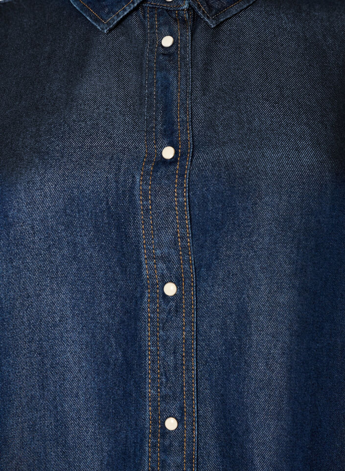 Robe en jean en lyocell avec boutons et manches courtes, Bleu, Packshot image number 2