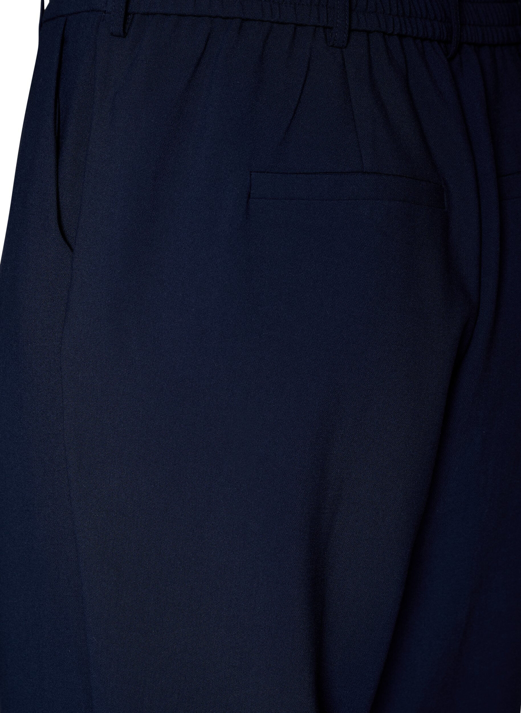 Zizzi Pantalon de tailleur taille haute et coupe droite, Bleu, Packshot image number 3
