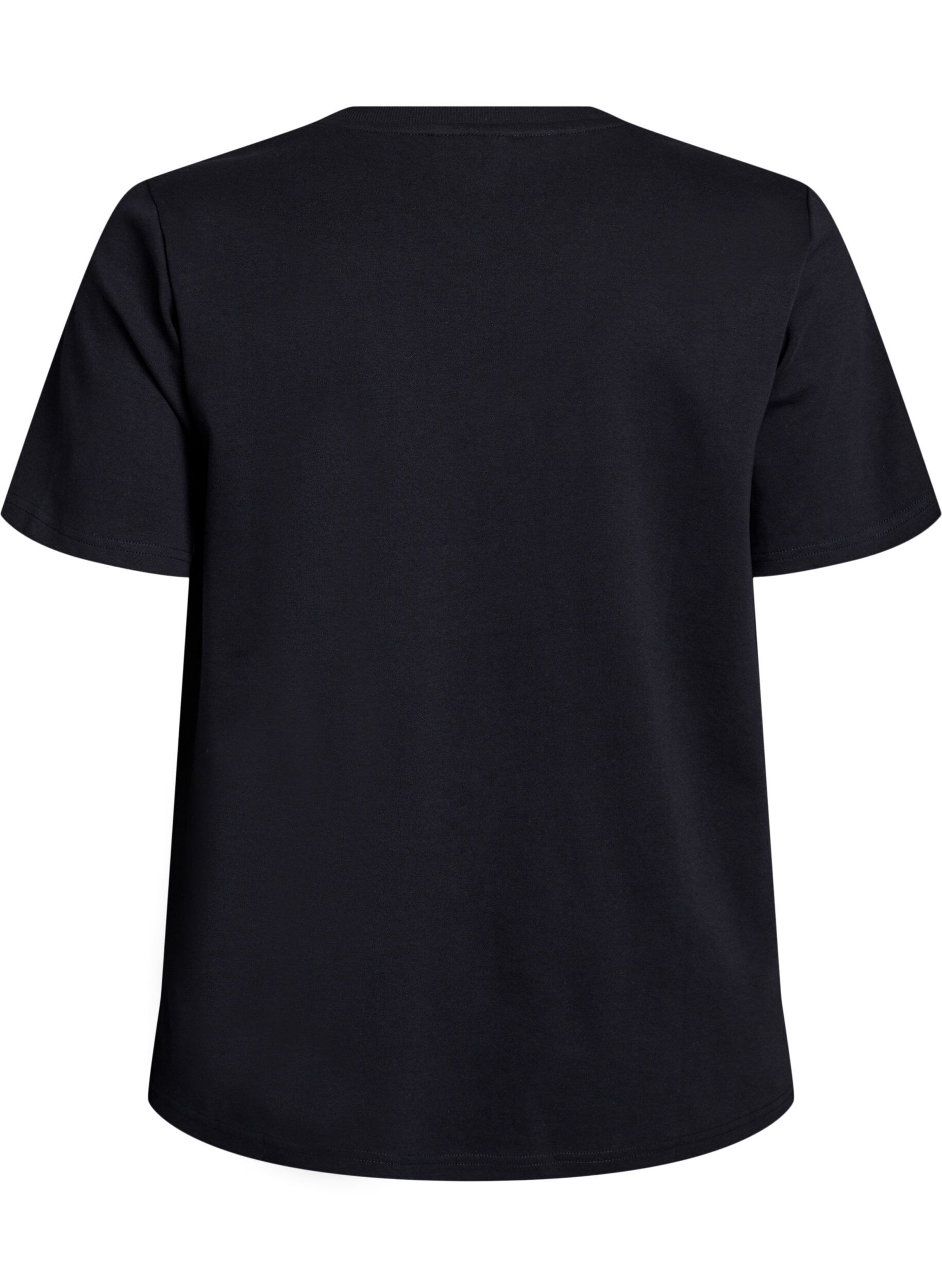 Zizzi T-shirt basique en coton bio avec col en V, Noir, Packshot image number 1