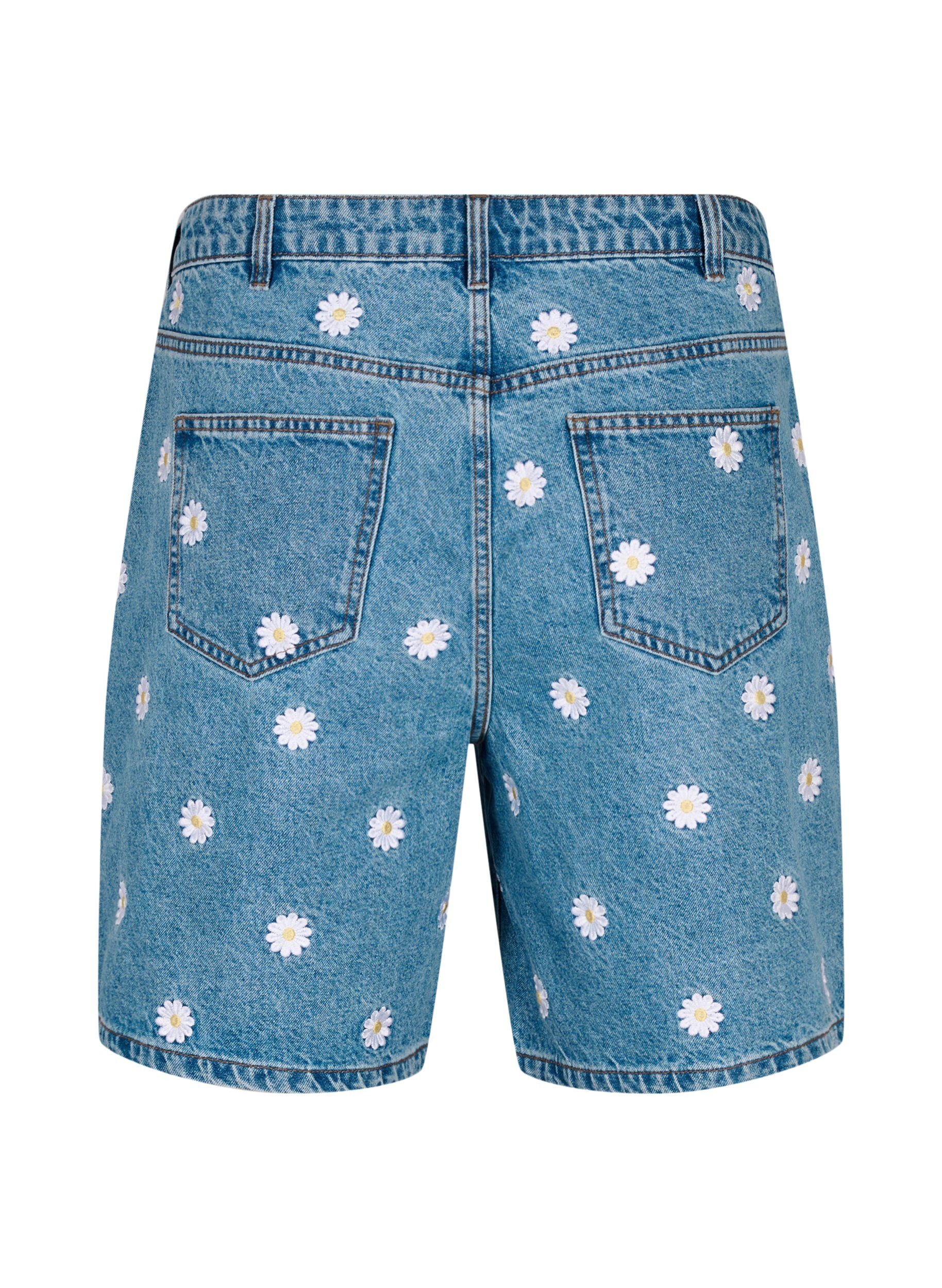 Zizzi Short Mille &agrave; taille haute avec fleurs brod&eacute;es, L.B. Flower, Packshot image number 1