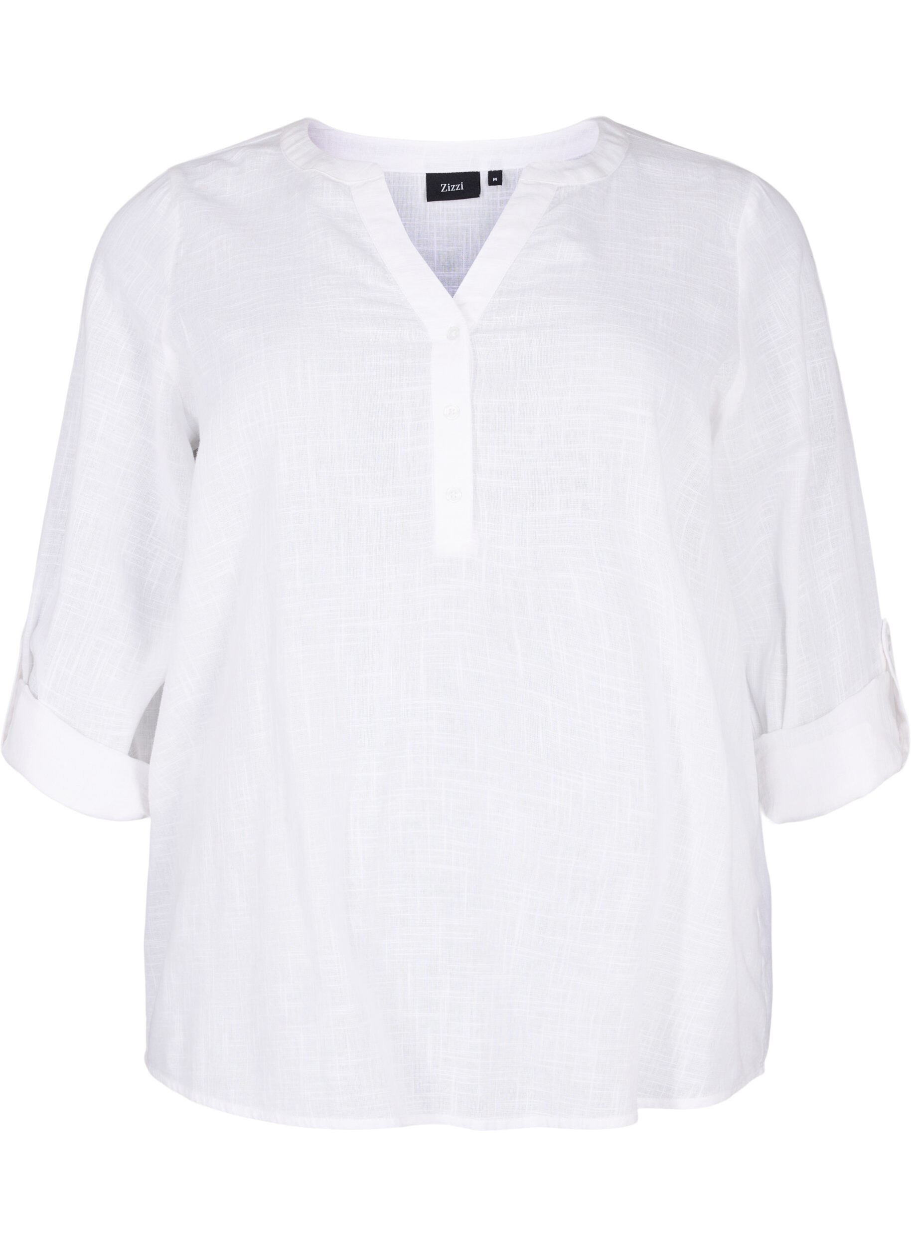 ZizziBlouse van katoen met v-hals, Bright White, Packshot image number 0