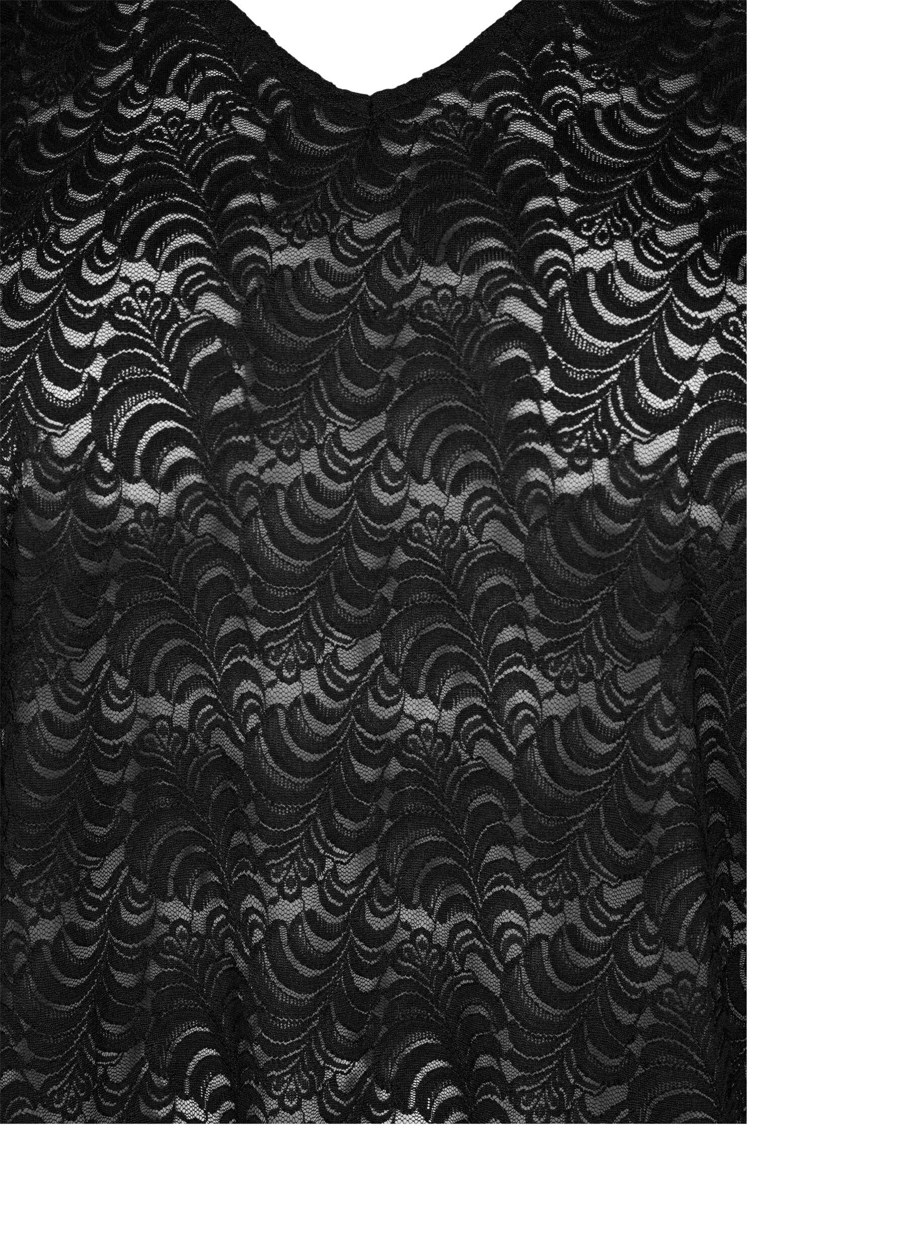 Zizzi Blouse en dentelle &agrave; manches longues, Black, Packshot image number 2