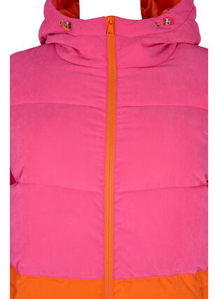 Lange winterjas met color-block, Pink W/Orange, Packshot image number 2
