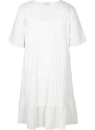 Robe à manches courtes avec broderie anglaise, Bright White, Packshot image number 1