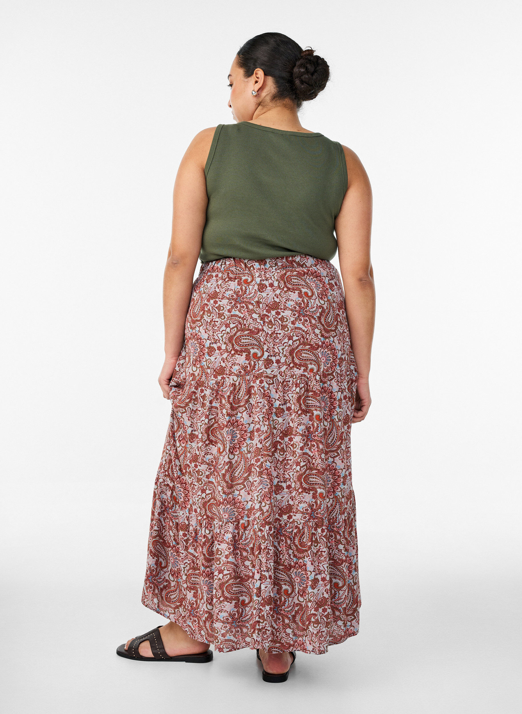 ZizziLange rok met elastiek in de taille, Rood, Model image number 1