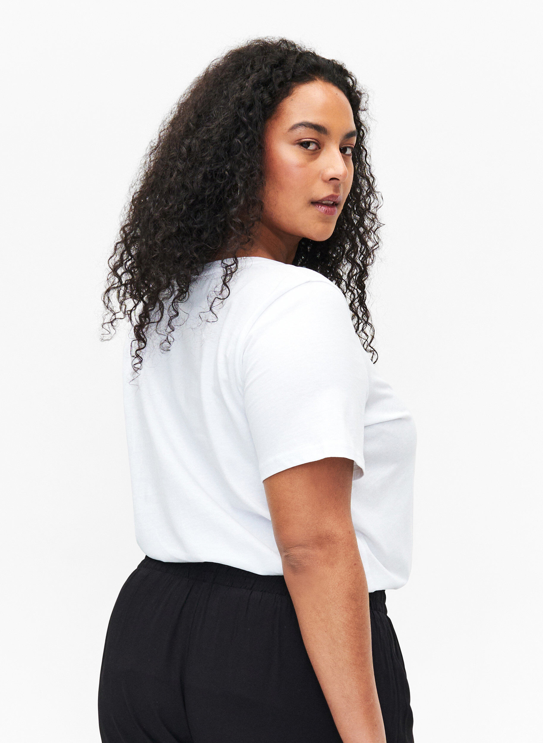 ZizziKatoenen T-shirt met motief, B. White w. Sulphur, Model image number 1