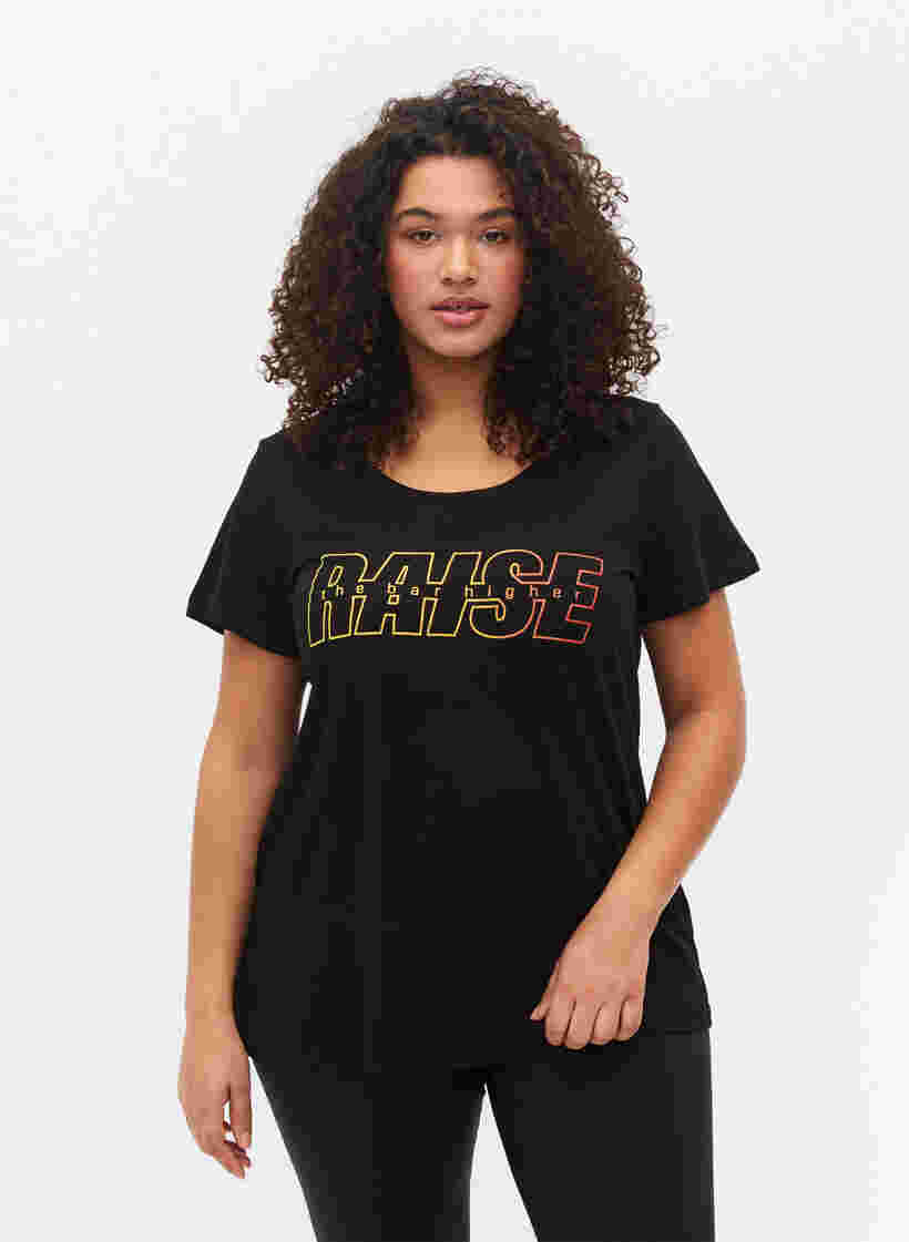 T-shirt de sport avec imprimé, Black w. Raise, Model image number 0