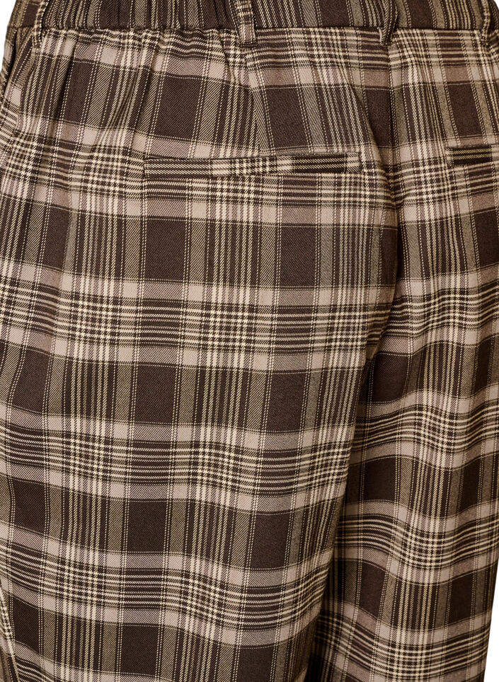Pantalon &agrave; carreaux &agrave; jambes amples, Marron, Packshot