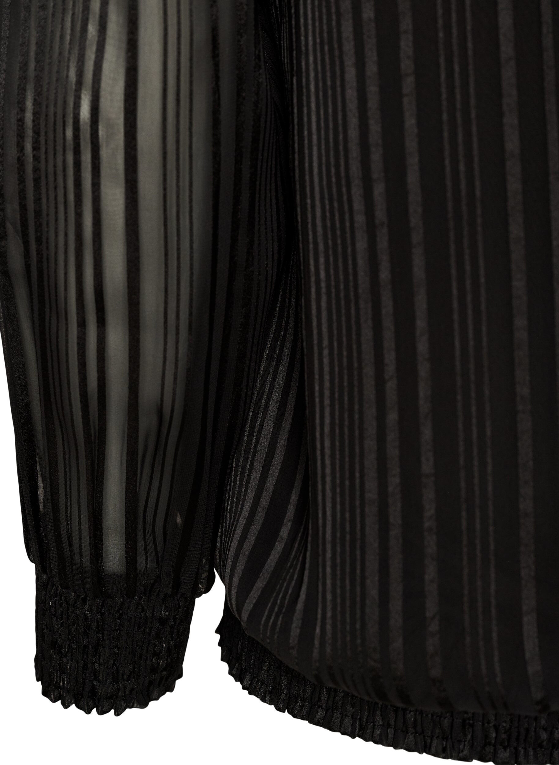 ZizziBlouse &agrave; rayures avec coupe ballon, Noir, Packshot image number 3