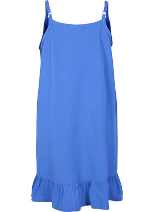 Katoenen jurk met dunne bandjes en a-lijn, Dazzling Blue, Packshot image number 1